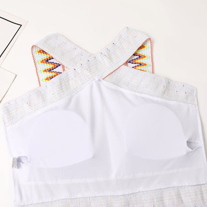New one-piece swimsuit knitted waistband printed hanging neck one-piece swimsuit - Free Shipping - aurelia-clothing-8955