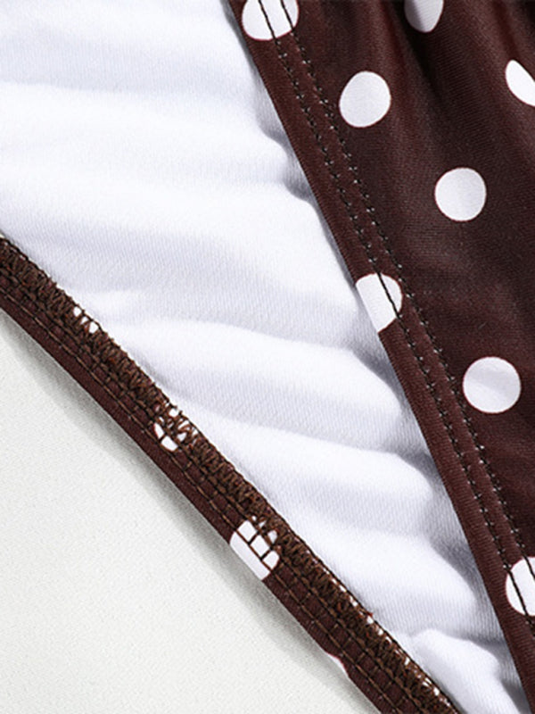 New polka dot print split bandeau bikini - Free Shipping - aurelia-clothing-8955