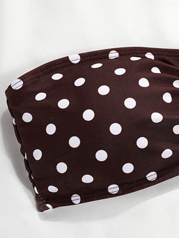 New polka dot print split bandeau bikini - Free Shipping - aurelia-clothing-8955