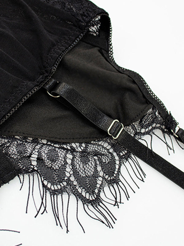 New sexy lingerie garter belt three-piece uniform set - Free Shipping - aurelia-clothing-8955