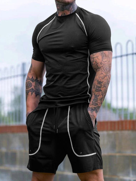 New sports tights mens running fitness clothing set - Free Shipping - aurelia-clothing-8955