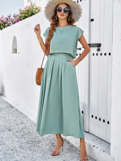 New spring and summer casual sleeveless top and long skirt suit - Free Shipping - aurelia-clothing-8955