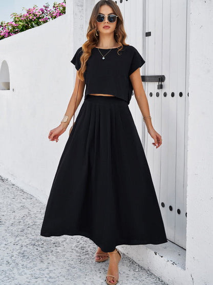 New spring and summer casual sleeveless top and long skirt suit - Free Shipping - aurelia-clothing-8955