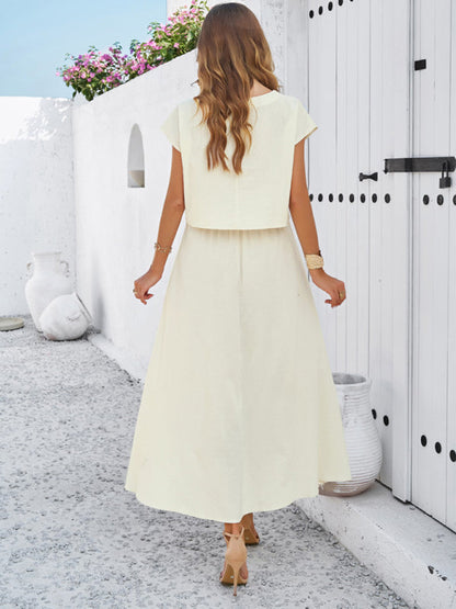 New spring and summer casual sleeveless top and long skirt suit - Free Shipping - aurelia-clothing-8955