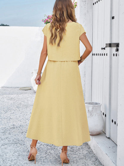 New spring and summer casual sleeveless top and long skirt suit - Free Shipping - aurelia-clothing-8955