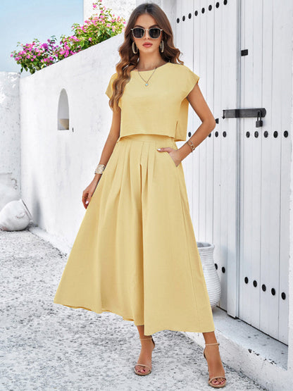 New spring and summer casual sleeveless top and long skirt suit - Free Shipping - aurelia-clothing-8955