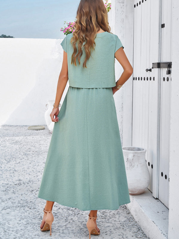 New spring and summer casual sleeveless top and long skirt suit - Free Shipping - aurelia-clothing-8955