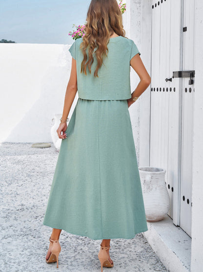 New spring and summer casual sleeveless top and long skirt suit - Free Shipping - aurelia-clothing-8955