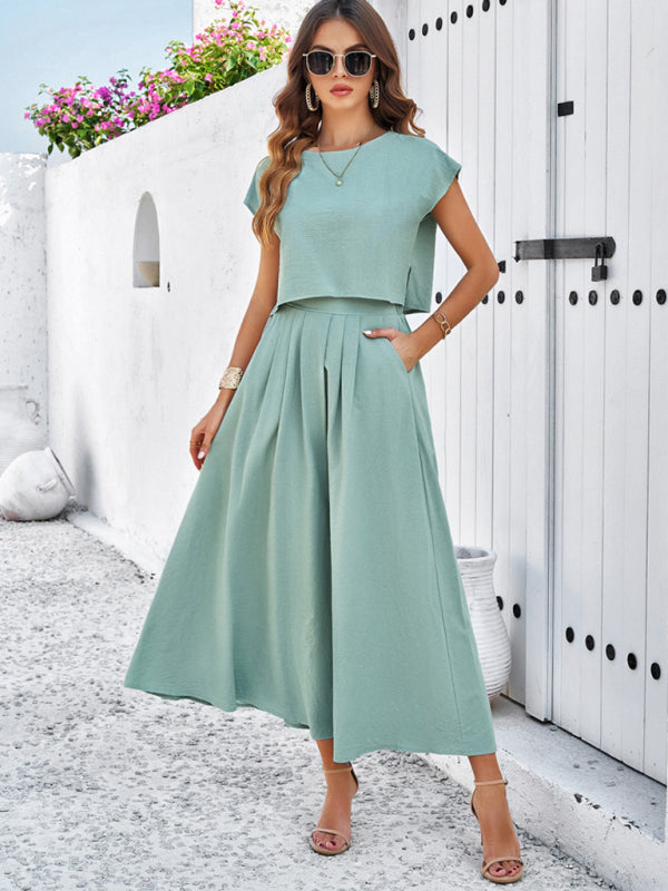New spring and summer casual sleeveless top and long skirt suit - Free Shipping - aurelia-clothing-8955
