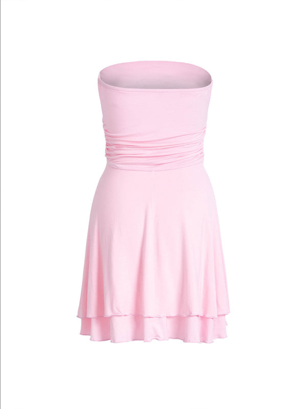 New spring and summer solid color tube top tight dress - Free Shipping - aurelia-clothing-8955