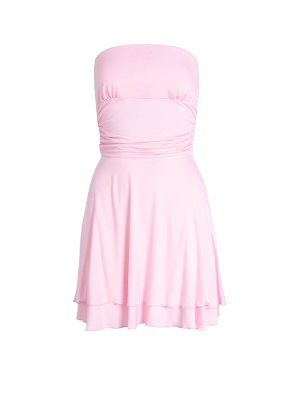 New spring and summer solid color tube top tight dress - Free Shipping - aurelia-clothing-8955