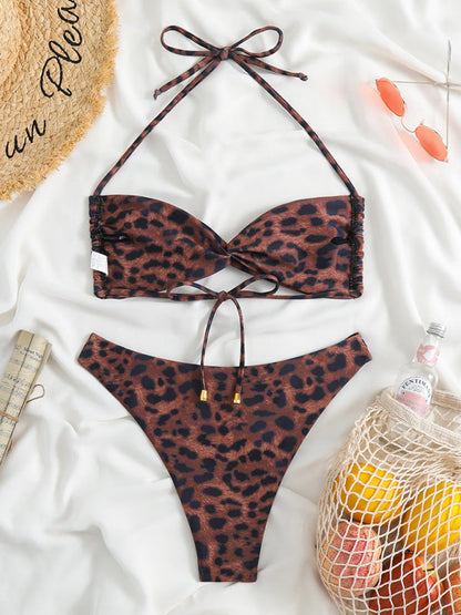 New womens adjustable strap sexy leopard print bikini two-piece  - Free Shipping - aurelia-clothing-8955
