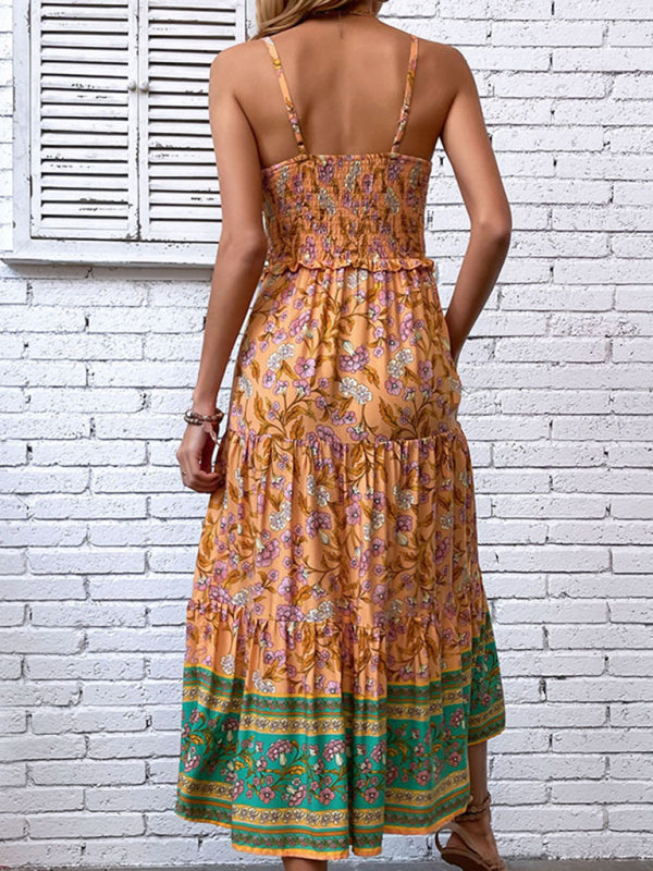 New womens casual holiday bohemian floral print suspender dress - Free Shipping - aurelia-clothing-8955