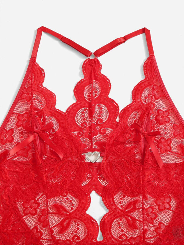 New womens sexy lace see-through crotch-free one-piece sexy pajamas - Free Shipping - aurelia-clothing-8955