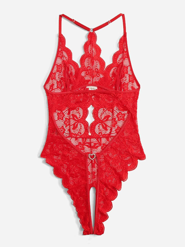 New womens sexy lace see-through crotch-free one-piece sexy pajamas - Free Shipping - aurelia-clothing-8955