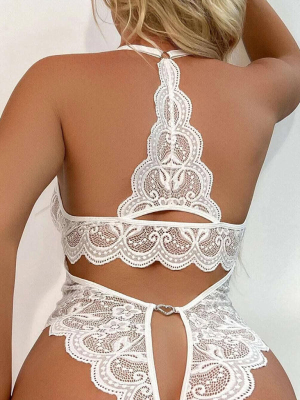 New womens sexy lace see-through crotch-free one-piece sexy pajamas - Free Shipping - aurelia-clothing-8955