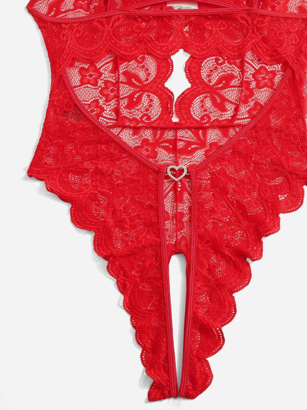 New womens sexy lace see-through crotch-free one-piece sexy pajamas - Free Shipping - aurelia-clothing-8955