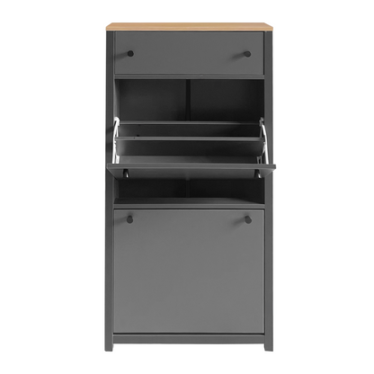 ONTREND functional with 2 flipped drawers, top shoe cabinet with adjustable panel, independent shoe rack, gray - Free Shipping - aurelia-clothing-8955