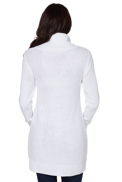 Olive Cowl Neck Cable Knit Sweater Dress - Free Shipping - aurelia-clothing-8955