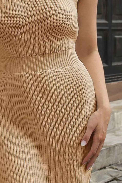 One Shoulder Raglan Sleeve Ribbed Mini Dress - aurelia-clothing-8955