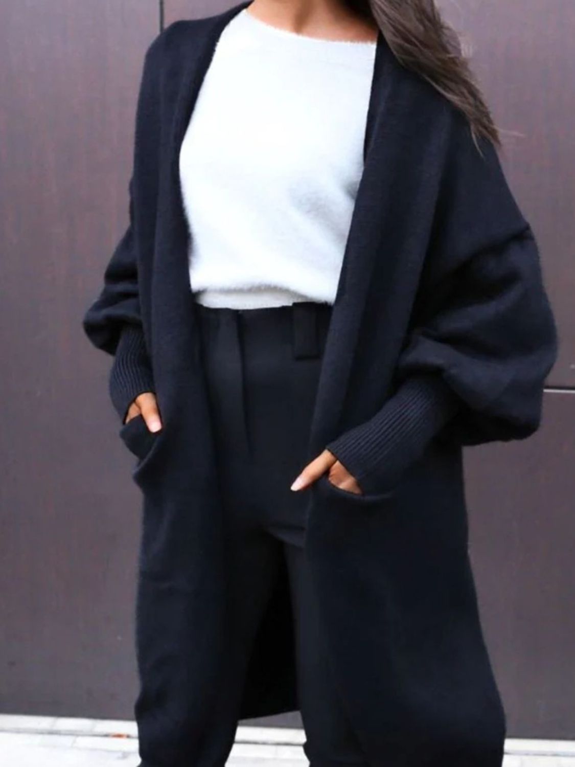 Open Front Dropped Shoulder Cardigan - aurelia-clothing-8955