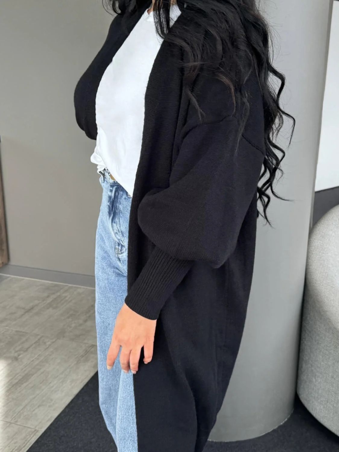 Open Front Dropped Shoulder Cardigan - aurelia-clothing-8955