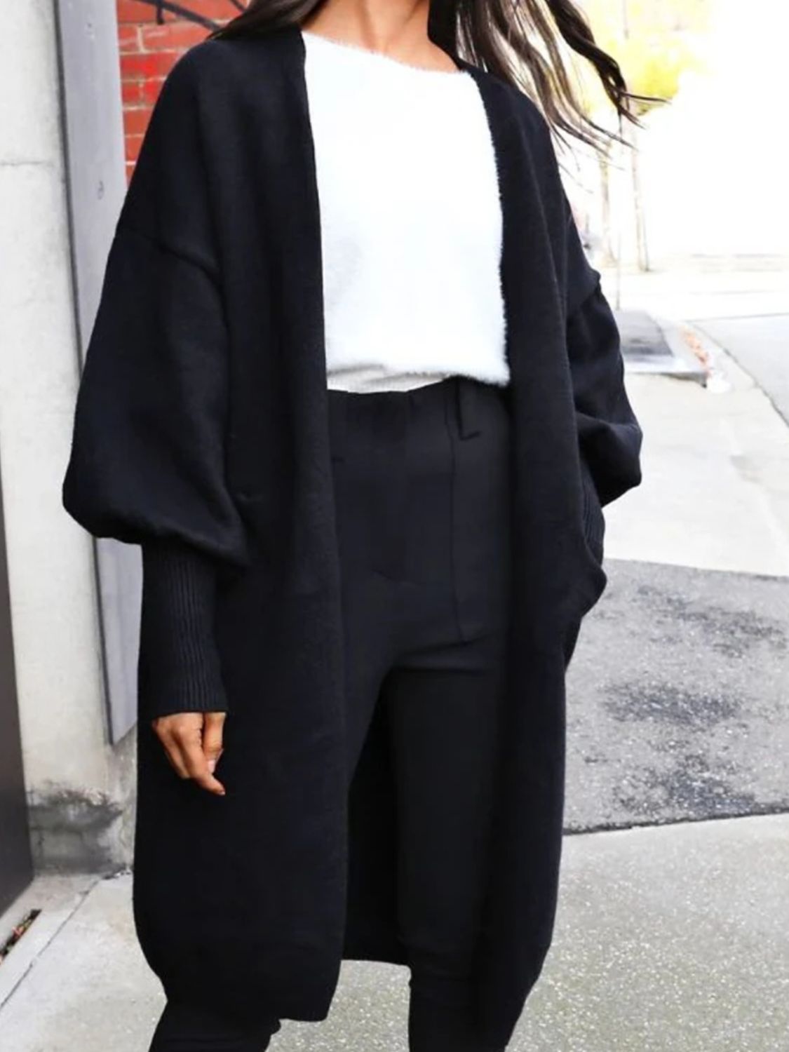Open Front Dropped Shoulder Cardigan - aurelia-clothing-8955