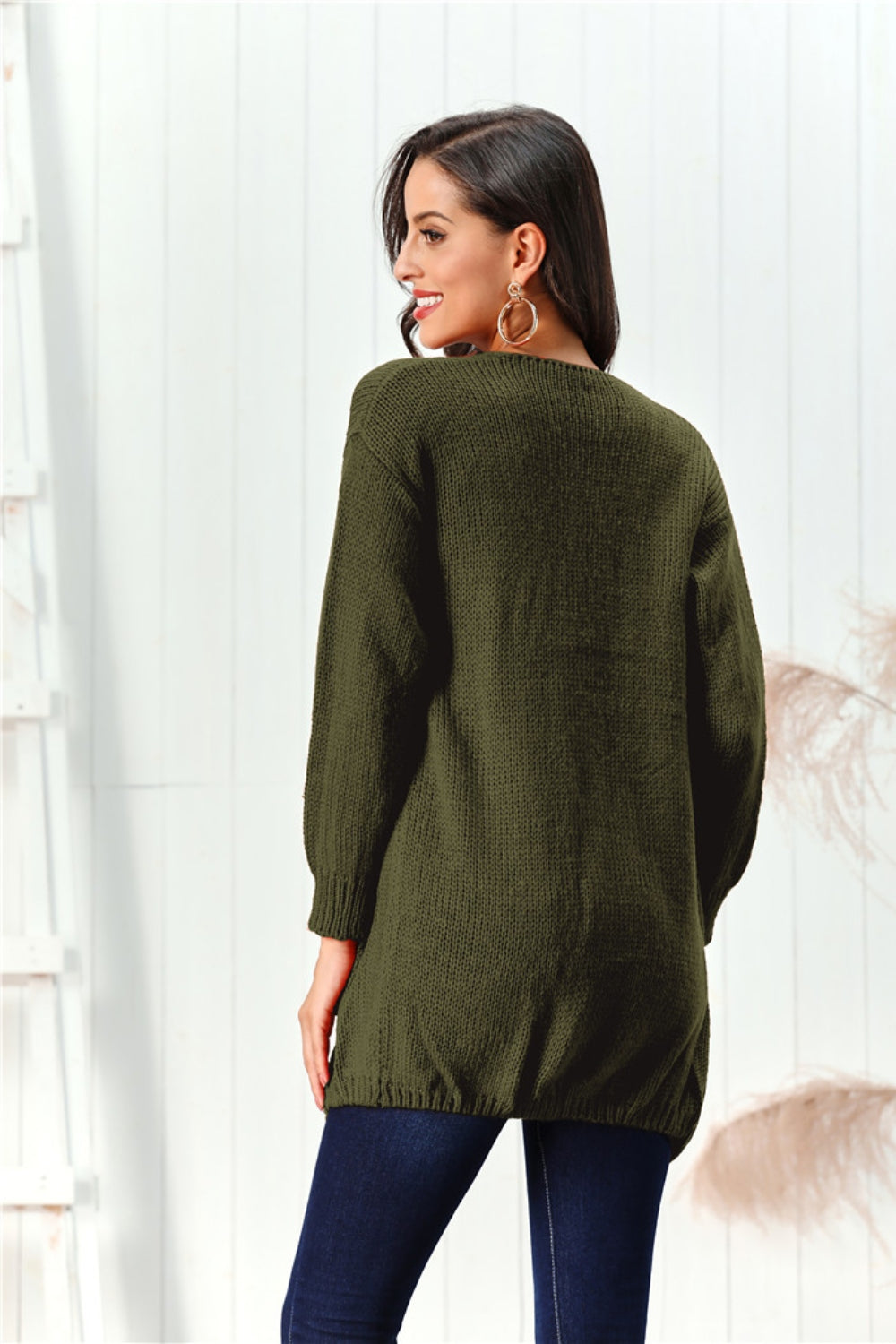 Open Front Long Sleeve Cardigan - aurelia-clothing-8955