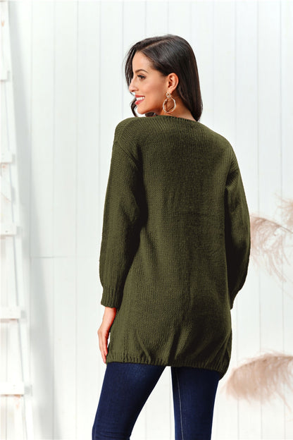 Open Front Long Sleeve Cardigan - aurelia-clothing-8955