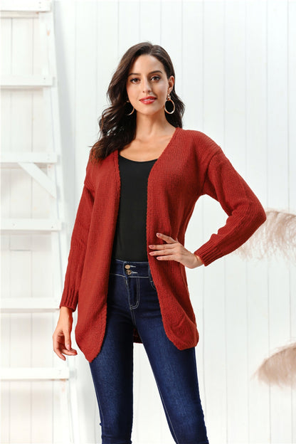 Open Front Long Sleeve Cardigan - aurelia-clothing-8955