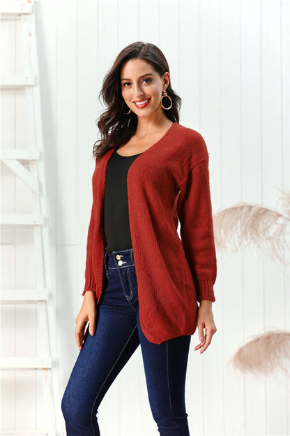 Open Front Long Sleeve Cardigan - aurelia-clothing-8955