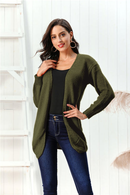 Open Front Long Sleeve Cardigan - aurelia-clothing-8955