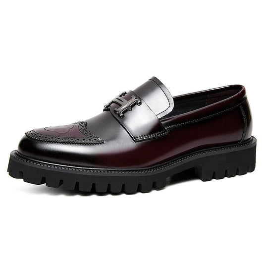 Open edge bead matte craft leather shoes, mens wiping color dual color upper, mens shoe cover - Free Shipping - aurelia-clothing-8955