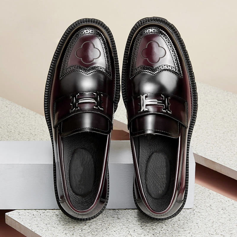 Open edge bead matte craft leather shoes, mens wiping color dual color upper, mens shoe cover - Free Shipping - aurelia-clothing-8955