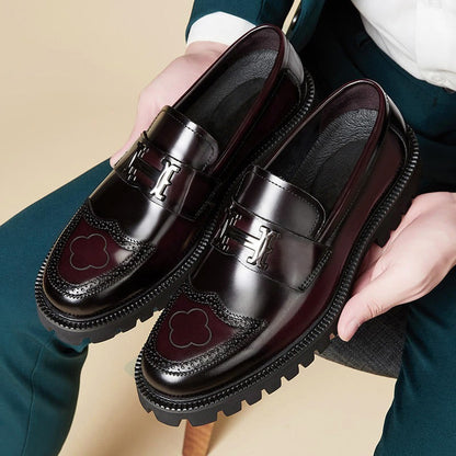 Open edge bead matte craft leather shoes, mens wiping color dual color upper, mens shoe cover - Free Shipping - aurelia-clothing-8955
