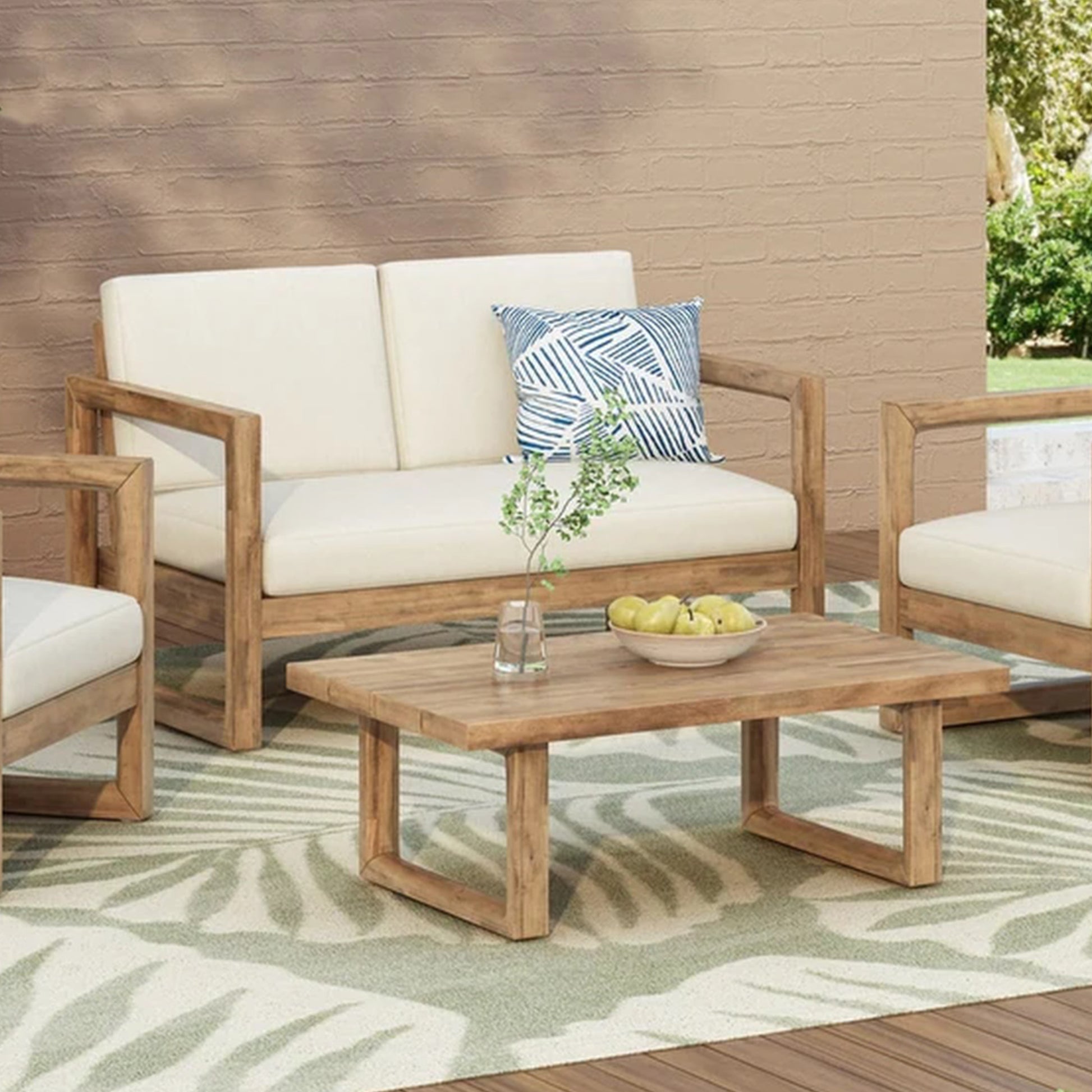 Outdoor Acacia Wood Loveseat and Coffee-Free Shipping - aurelia-clothing-8955