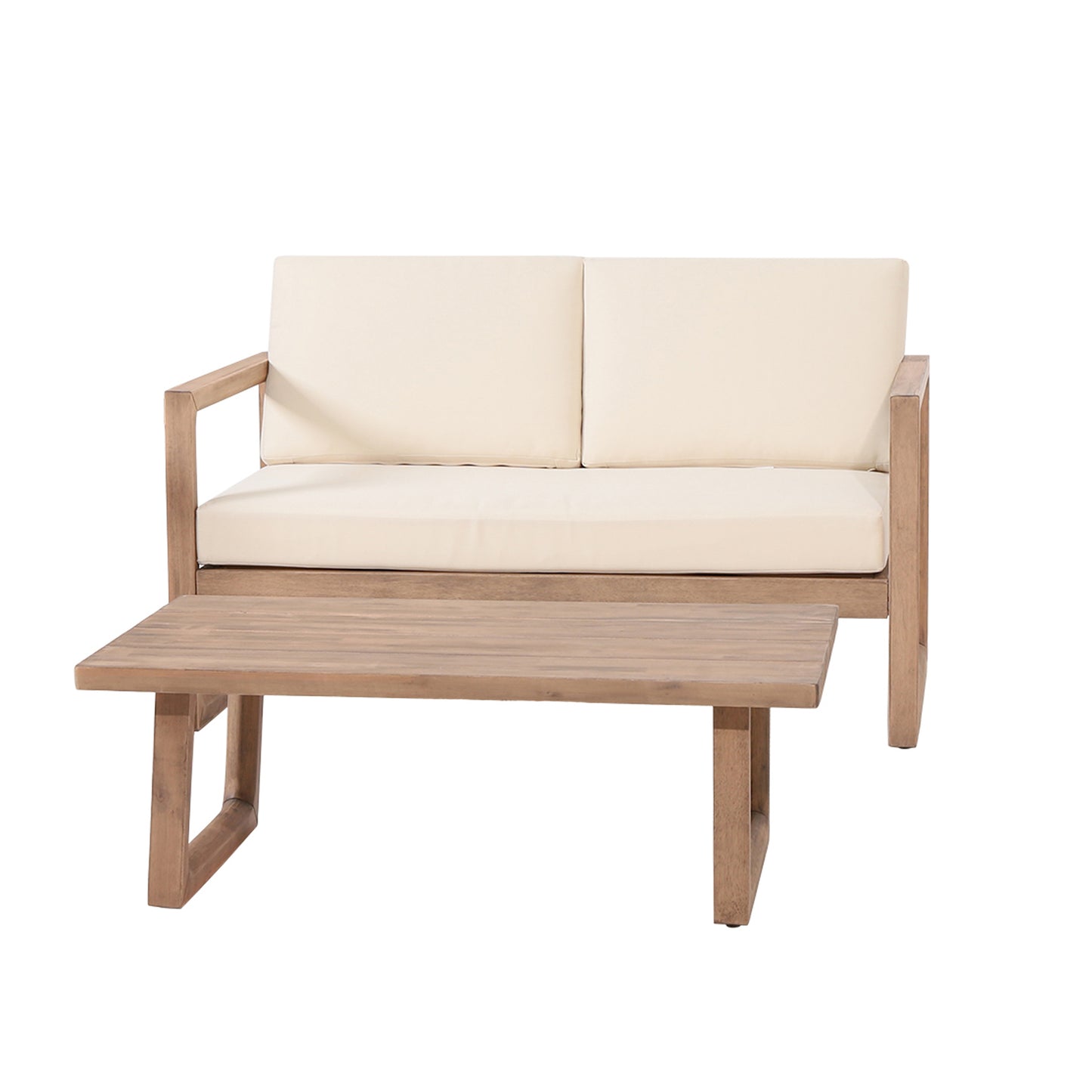 Outdoor Acacia Wood Loveseat and Coffee-Free Shipping - aurelia-clothing-8955