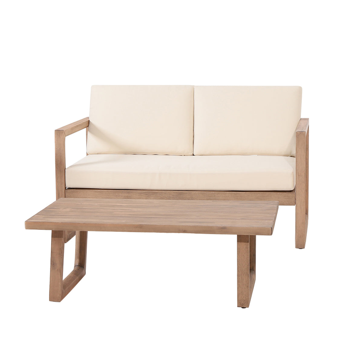Outdoor Acacia Wood Loveseat and Coffee-Free Shipping - aurelia-clothing-8955