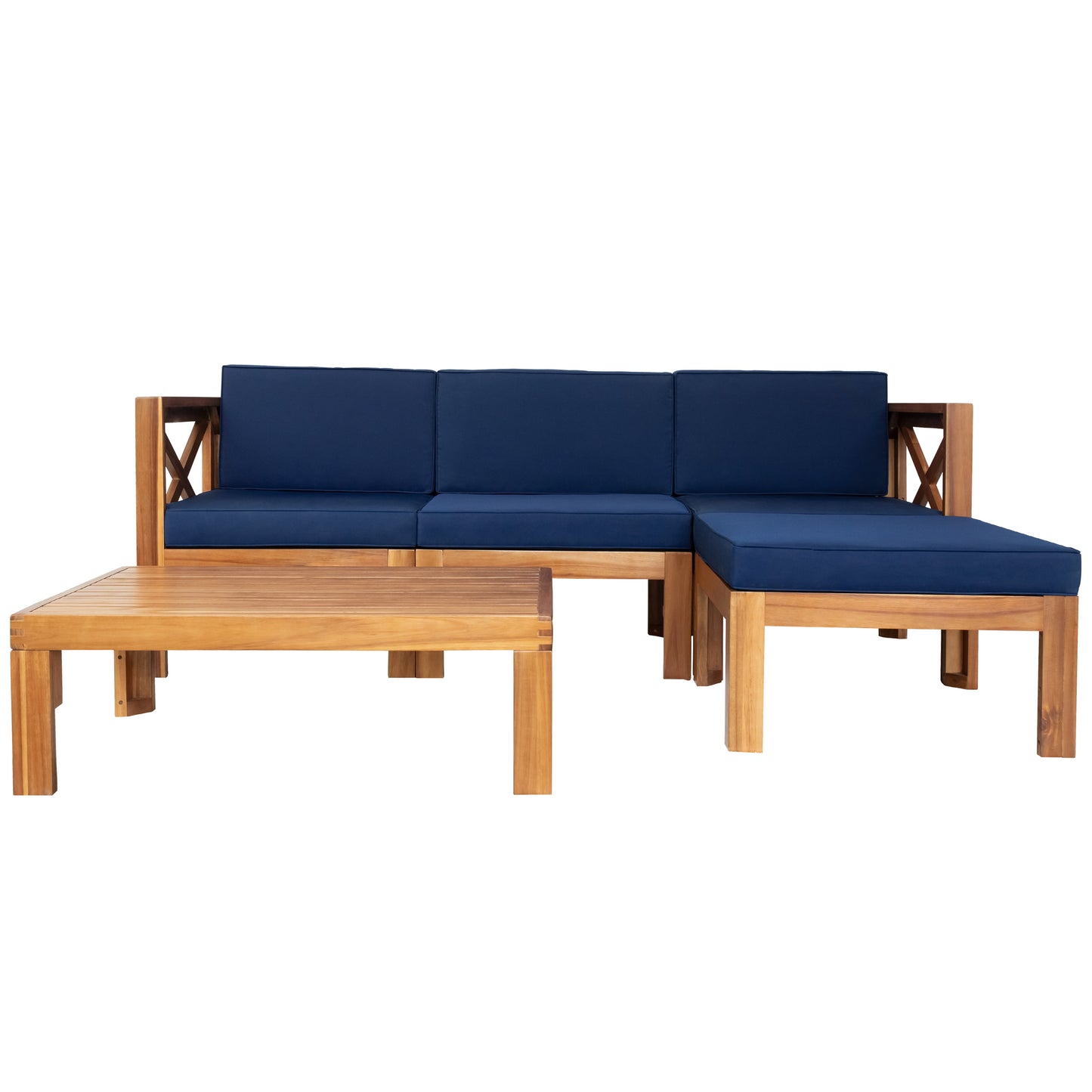 Outdoor Backyard Patio Wood 5-Piece Sectional Sofa Seating-Free Shipping - aurelia-clothing-8955