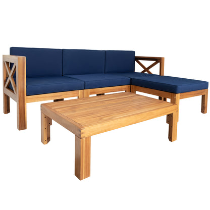 Outdoor Backyard Patio Wood 5-Piece Sectional Sofa Seating-Free Shipping - aurelia-clothing-8955