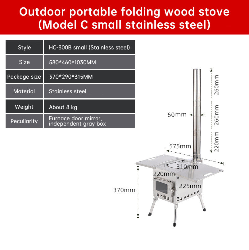 Outdoor Courtyard Firewood Stove Carbon Steel Portable Foldable Wood Camping Stove For Outdoor Tents - Free Shipping - aurelia-clothing-8955