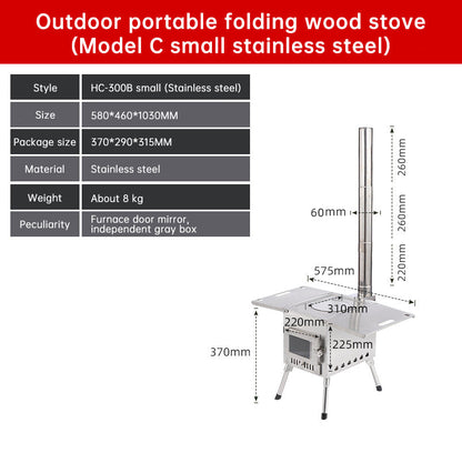 Outdoor Courtyard Firewood Stove Carbon Steel Portable Foldable Wood Camping Stove For Outdoor Tents - Free Shipping - aurelia-clothing-8955