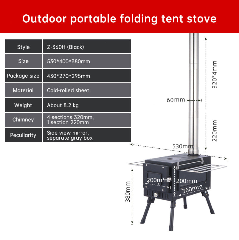 Outdoor Courtyard Firewood Stove Carbon Steel Portable Foldable Wood Camping Stove For Outdoor Tents - Free Shipping - aurelia-clothing-8955