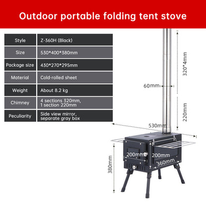 Outdoor Courtyard Firewood Stove Carbon Steel Portable Foldable Wood Camping Stove For Outdoor Tents - Free Shipping - aurelia-clothing-8955