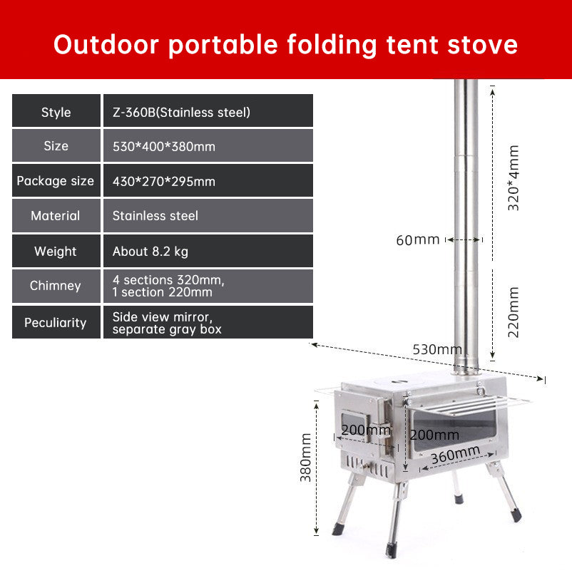 Outdoor Courtyard Firewood Stove Carbon Steel Portable Foldable Wood Camping Stove For Outdoor Tents - Free Shipping - aurelia-clothing-8955