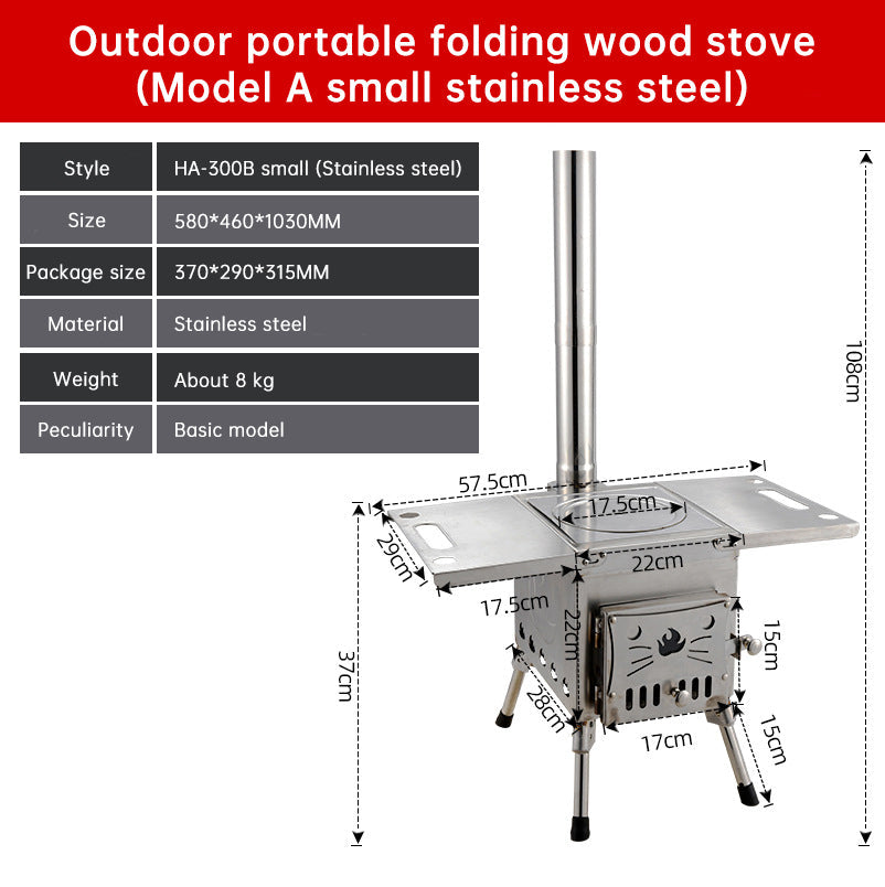 Outdoor Courtyard Firewood Stove Carbon Steel Portable Foldable Wood Camping Stove For Outdoor Tents - Free Shipping - aurelia-clothing-8955
