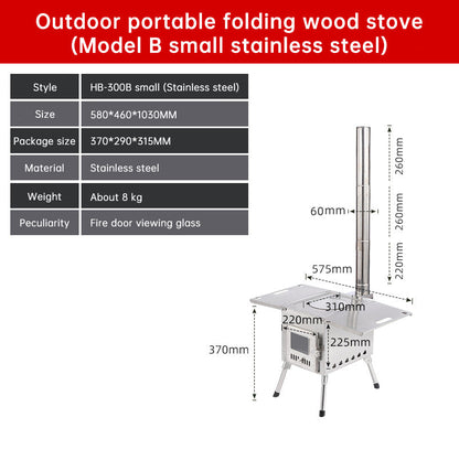 Outdoor Courtyard Firewood Stove Carbon Steel Portable Foldable Wood Camping Stove For Outdoor Tents - Free Shipping - aurelia-clothing-8955