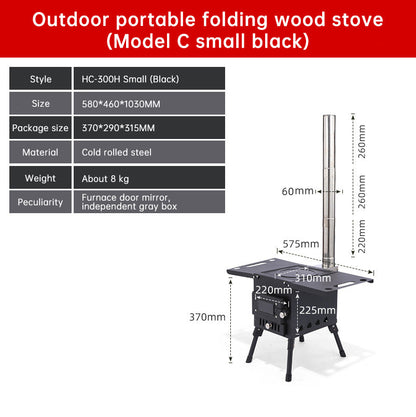 Outdoor Courtyard Firewood Stove Carbon Steel Portable Foldable Wood Camping Stove For Outdoor Tents - Free Shipping - aurelia-clothing-8955