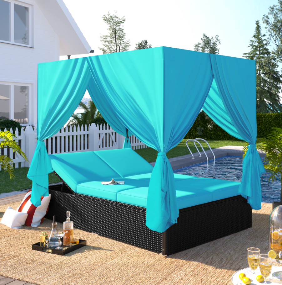 Outdoor Double Chaise Lounge Daybed-Free Shipping - aurelia-clothing-8955