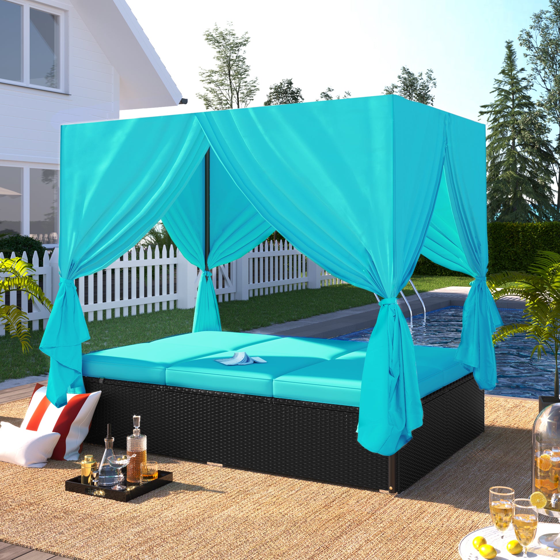 Outdoor Double Chaise Lounge Daybed-Free Shipping - aurelia-clothing-8955